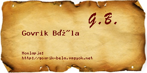 Govrik Béla névjegykártya