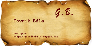 Govrik Béla névjegykártya